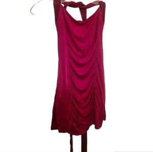 BIRD By Juicy Couture Dress Tessa Pink Dahlia Halter W/ Velore Tie Straps Size M